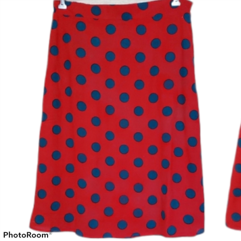 Vintage Polka dot skirt all red with blue dots